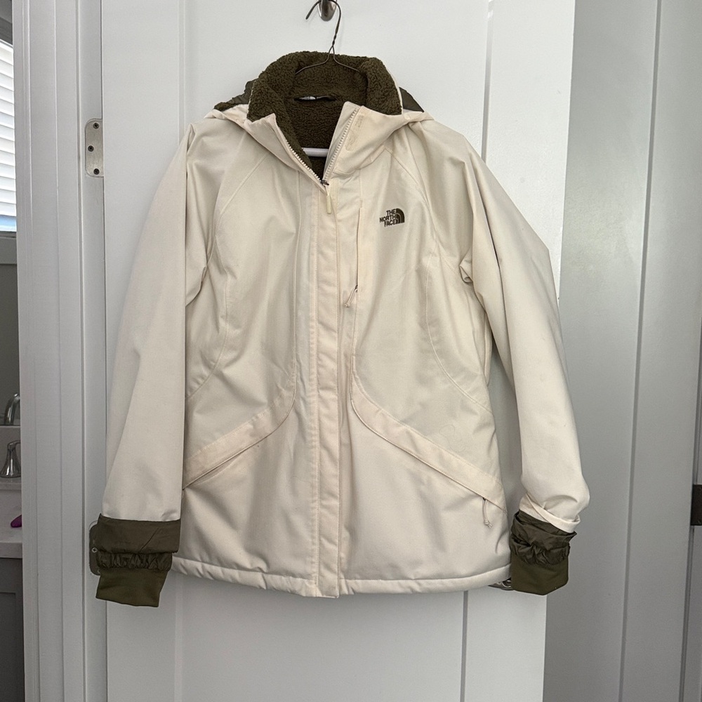 The North Face Off-White Jacket with Green Details